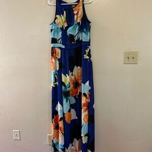 Vince Camuto Blue Orange Floral Maxi Dress Size 6